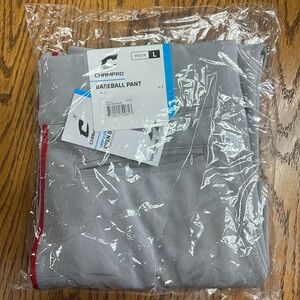 Champro Youth Large Baseball Pants, Gray Pants w/Red Stripe, OPEN BOTTOM STYLE